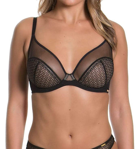 Luxe Collection Push Up Balcony Bra Black/Anthracite US 30F : :  Fashion