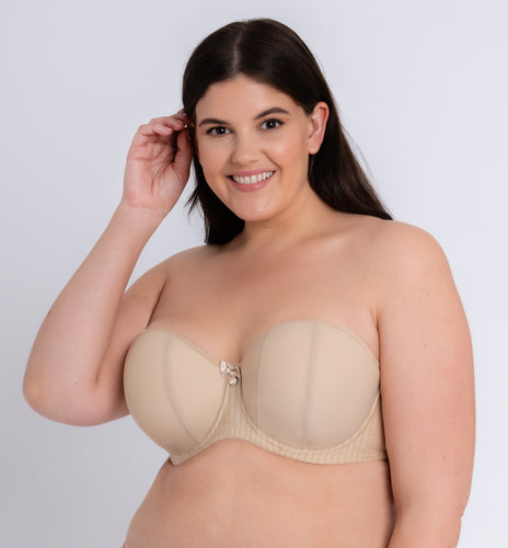 Women's Curvy Couture 1290 Smooth Strapless Multi-Way Uplift Bra (Bombshell  Nude 36G) 